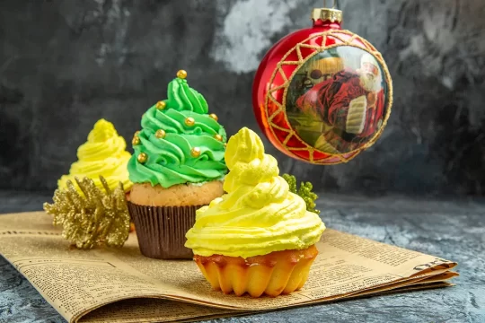 Cupcakes navideños en moldes de aluminio